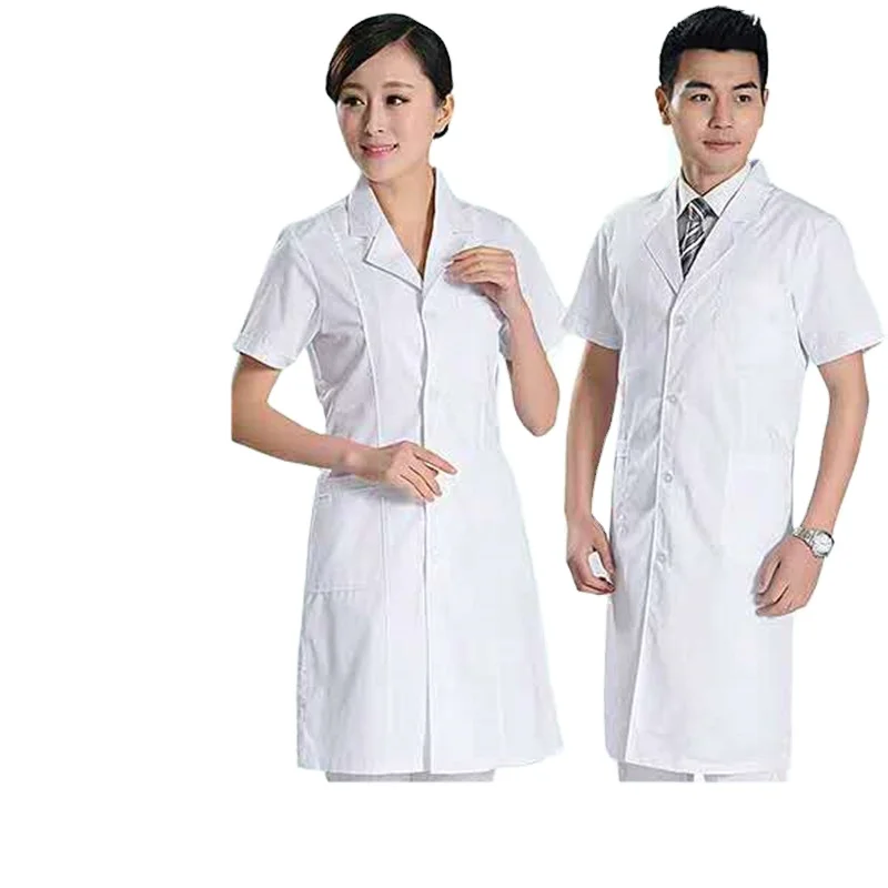 

New Unisex Simple Polyester Cotton Workwear Long Jacket Beauty Salon Uniform Laboratory Pet Shop Medical Workwear, White, pink, light blue