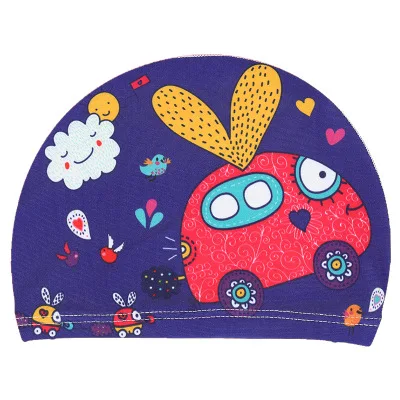 

Printed Swimming Cap for Children Elastic Fabric Cute Cartoon for Long Hair Kids Protect Ears Swim Pool Hat for Boys Girls, Picture