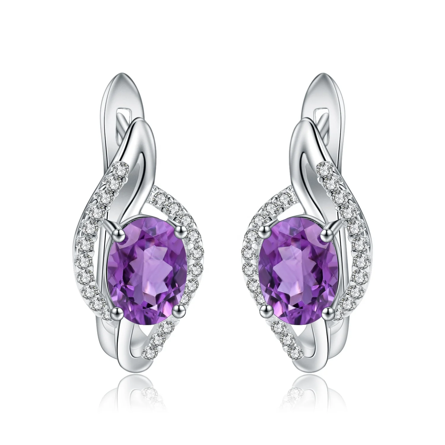 

Abiding Simple Natural Amethyst Stone Earrings Fashion Jewelry Women 925 Sterling Silver Earring