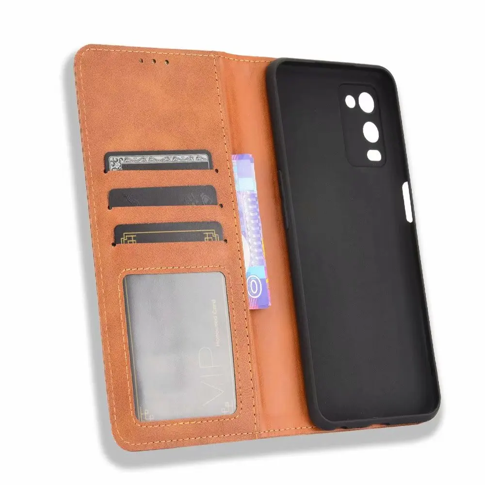 

Retro Flip Wallet Leather Case Cover For OPPO A54 4G, As pictures