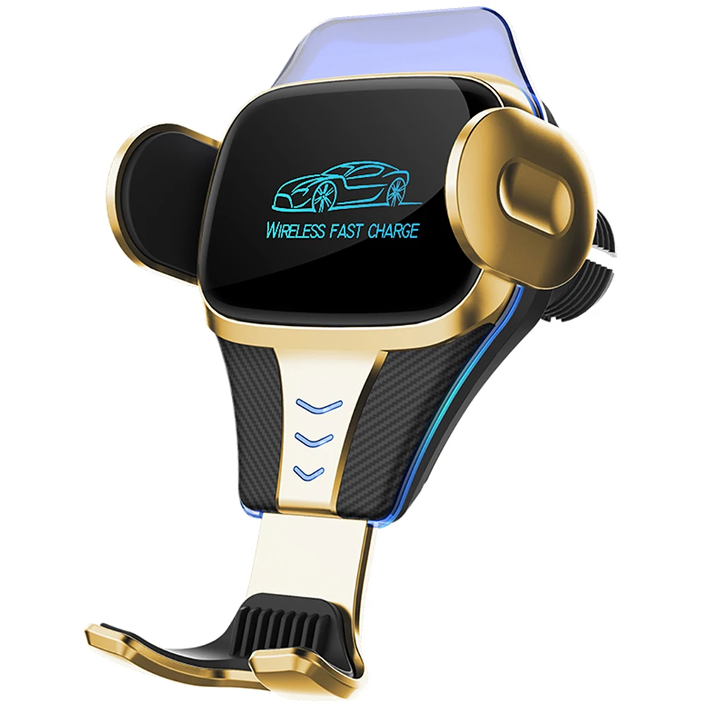 

Mini Automatic Clamping 15W Fast Car Wireless Charger for Samsung For iPhone 12 13 Pro Max Infrared Sensor Phone Holder Mount, Gold/black/silver/red