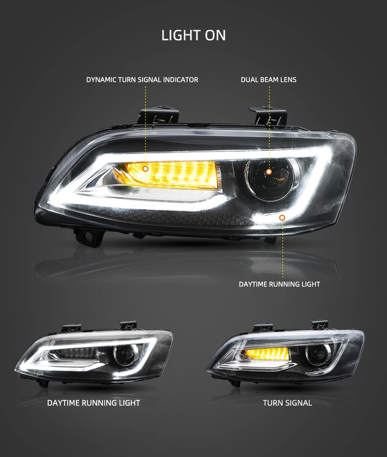 VLAND factory for Holden VE headlamp 2006 2007 2008 2009 2010 2011 2012 2013 LED headlight turn signal with sequential indicator