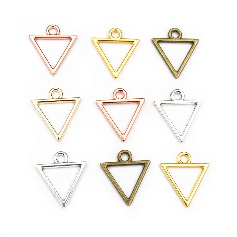 

30pcs 20x18mm Triangle Charms Hollow Pendants Charm Bronze Gold Antique Silver Plated DIY Making Jewelry Findings Necklace