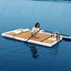 double lay drop stitch fabric water pontoon 4m Inflatable teak leisure floating platforms for yachts