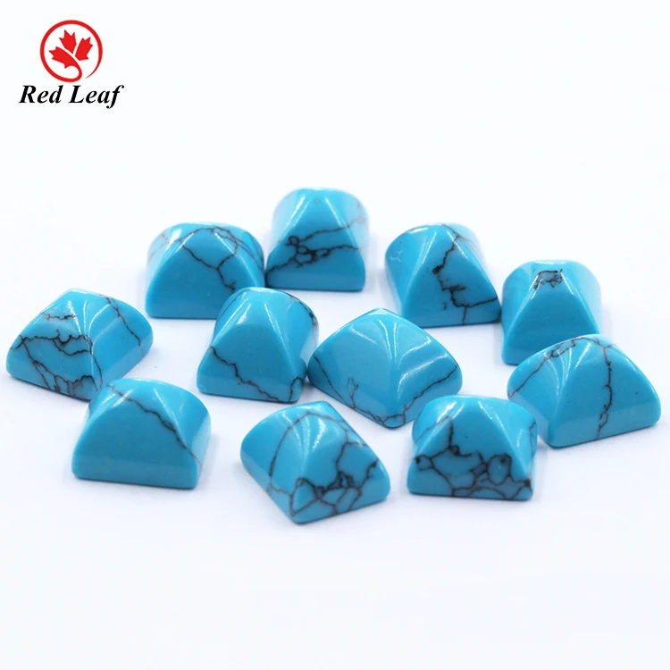 

Wholesale Synthetic Turquoise Gems Rectangle Cut Cabochon Flat Back Blue Loose Gemstone
