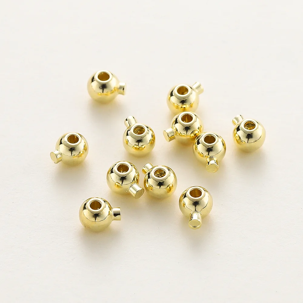 

Wholesale Brass Jewelry Loose Beads 18k Gold Filled Circular Finish Beads Jewelry Round Crimpers Findings End Clasps Beads