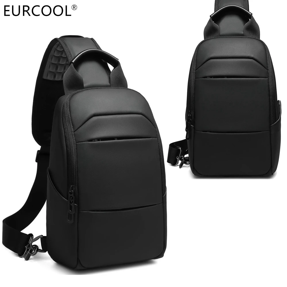 

2021 Eurcool New Casual Waterproof Leather Single Shoulder Sling Backpack Men's Sports Chest Bag Custom OEM