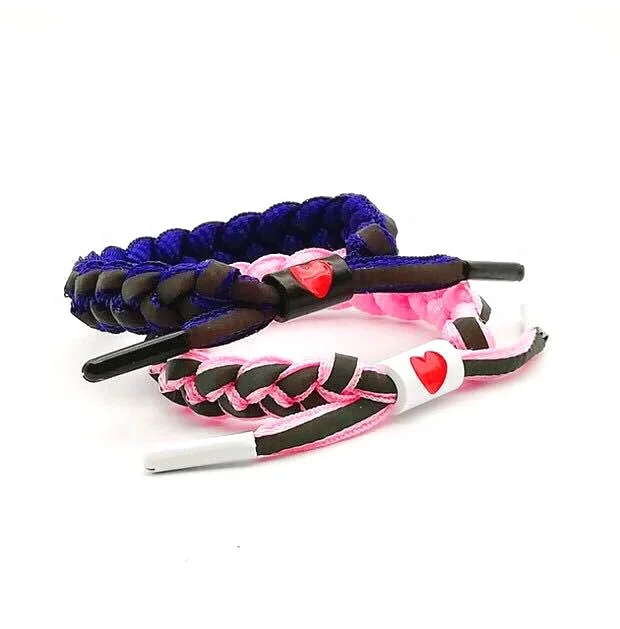 

Manufacturer Customized Wholesale Adjustable Length And Love Double Pattern Reflective Shoelaces Bracelet, Picture shows