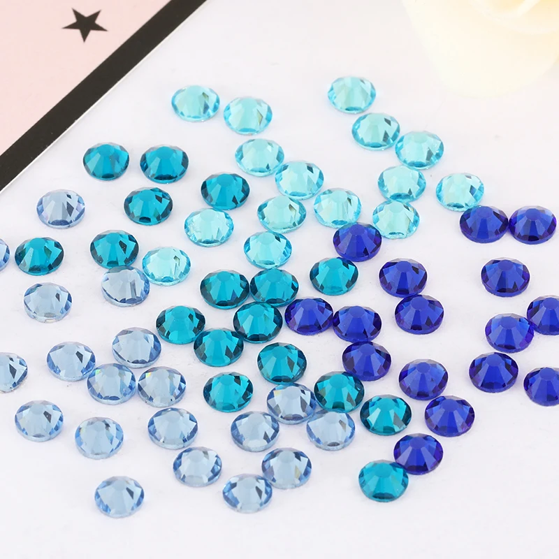 

Capri Blue And Aquamarine Flatback Crystal Rhinestones Non Hotfix Flatback Rhinestone