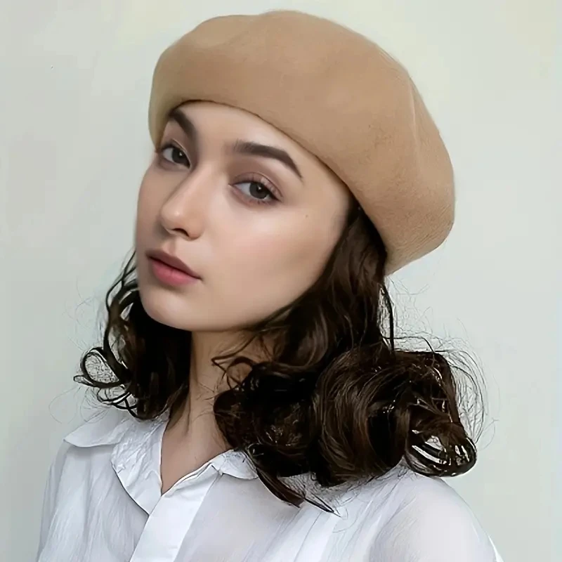 Hot Sale Beret Adjustable Hat Wigs Short Straight Bob Hair Wig for Women Girls Synthetic Heat Resistant Hair Wigs