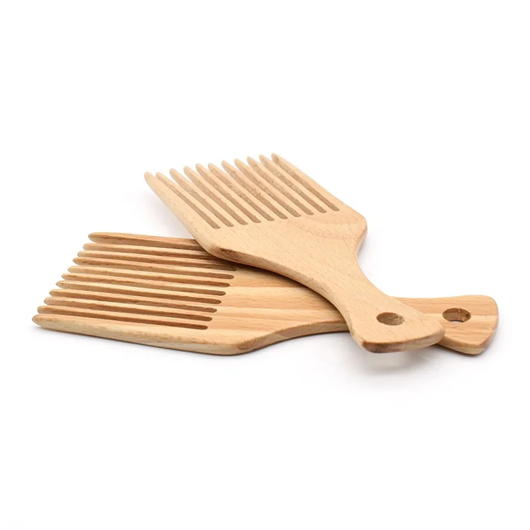 

Wholesale Custom Wooden Detangling Comb Hair Afro Pick Comb For Men, Brown and black