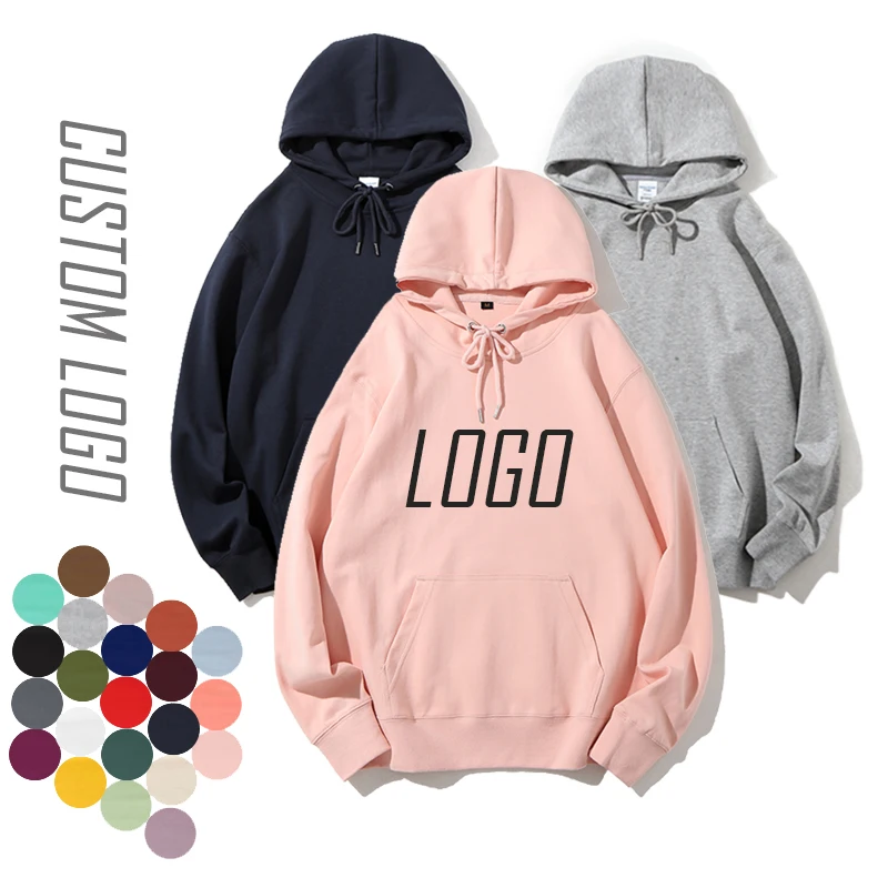 

2022 New Style Embroidery Custom Unisex Organic Cotton Plain white Black Men's hoodie, 14 color