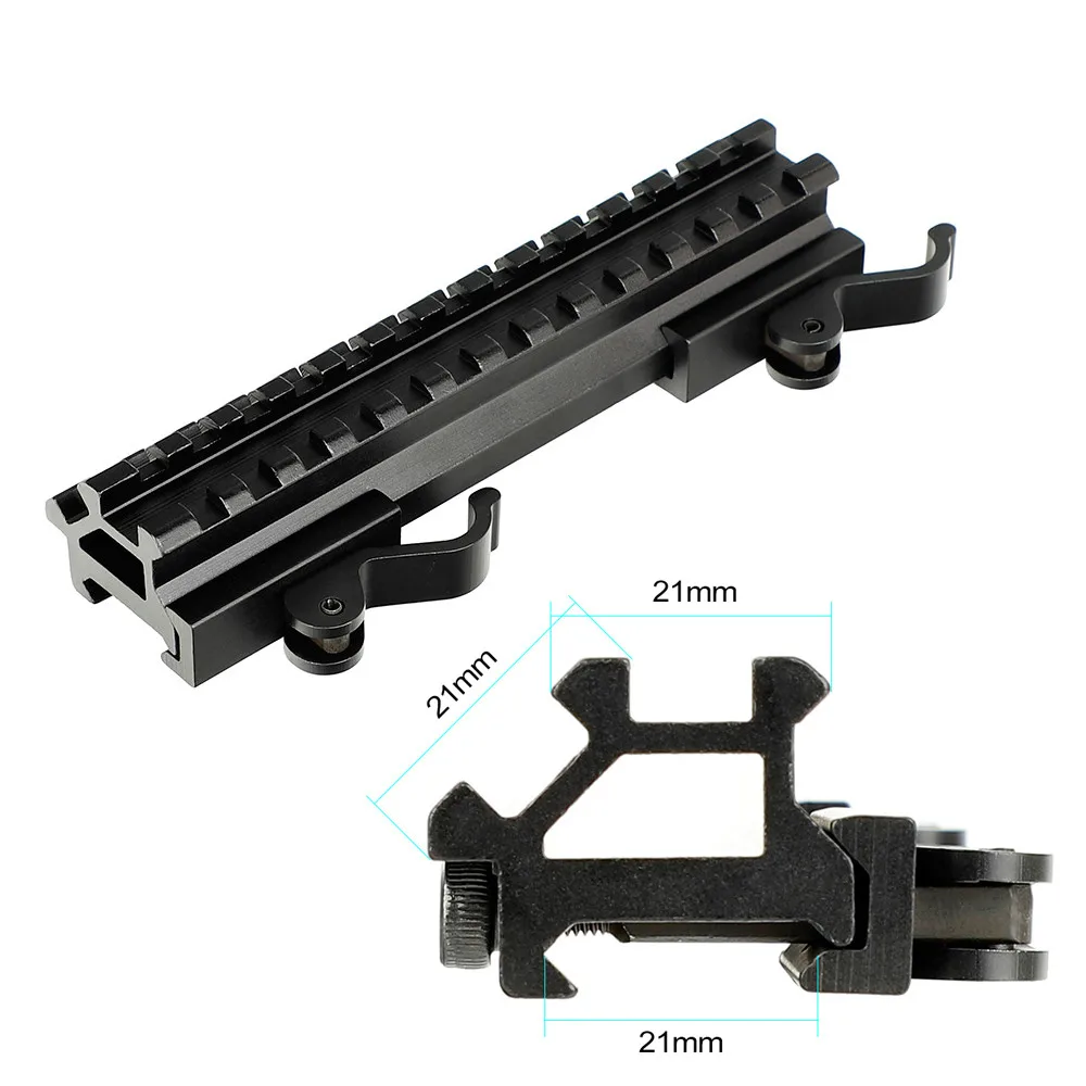 

Quick Detach System Scope Mount Picatinny Weaver Side Double Rail Riser Base with Lever Lock for Tactical Rifle Scope, Black