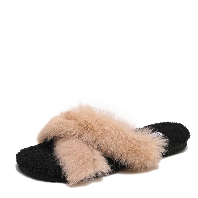 

Winter Wholesale Home Indoor Rubber Faux Fur Slipper For Women warm fur slipper