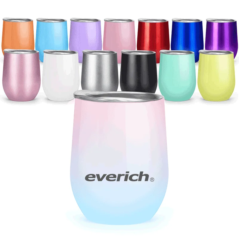 

Everich Vacuum Insulated 8oz 12oz 16oz Stemless Stainless Steel Wine Glasses mugs cups wine tumbler, Customized color