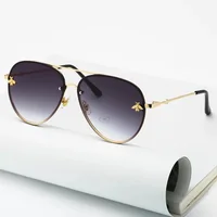 

Metal Fashion Sunglasses For Women Men Little Bee Pilot Sun Glasses