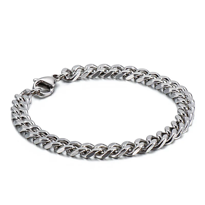 YF3272 Hip Hop Jewelry Waterproof Minimalist Hypoallergenic 18K Gold Plated Stainless Steel Cuban Link Chain Bracelets