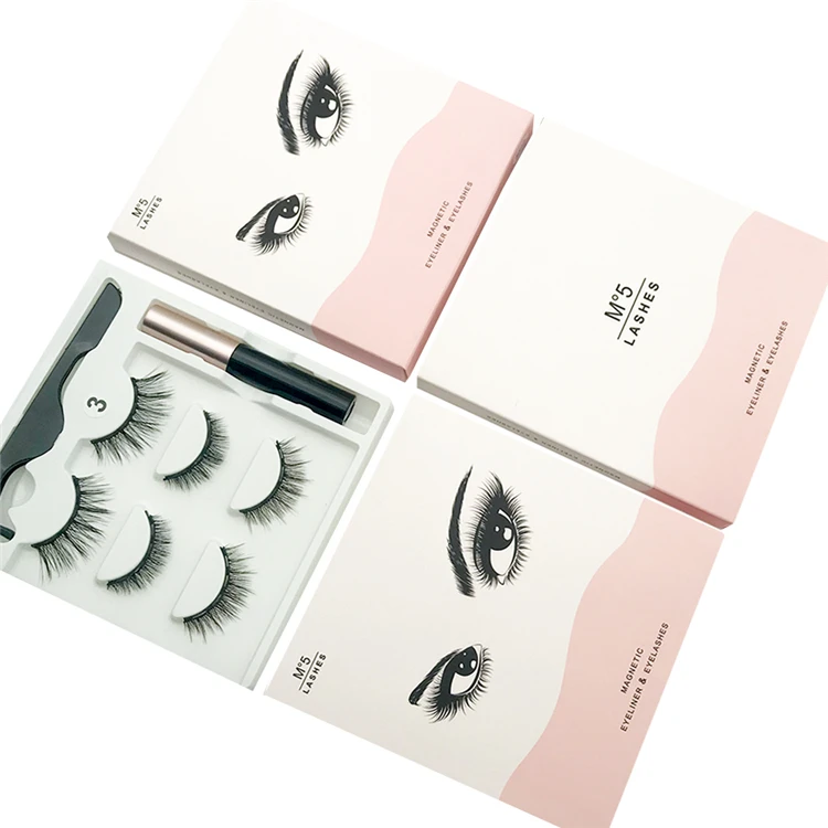 

Strong Hold Magnets Custom Package Boxes 3d Transparent Band Natural Magnetic Faux Mink Eyelashes Set