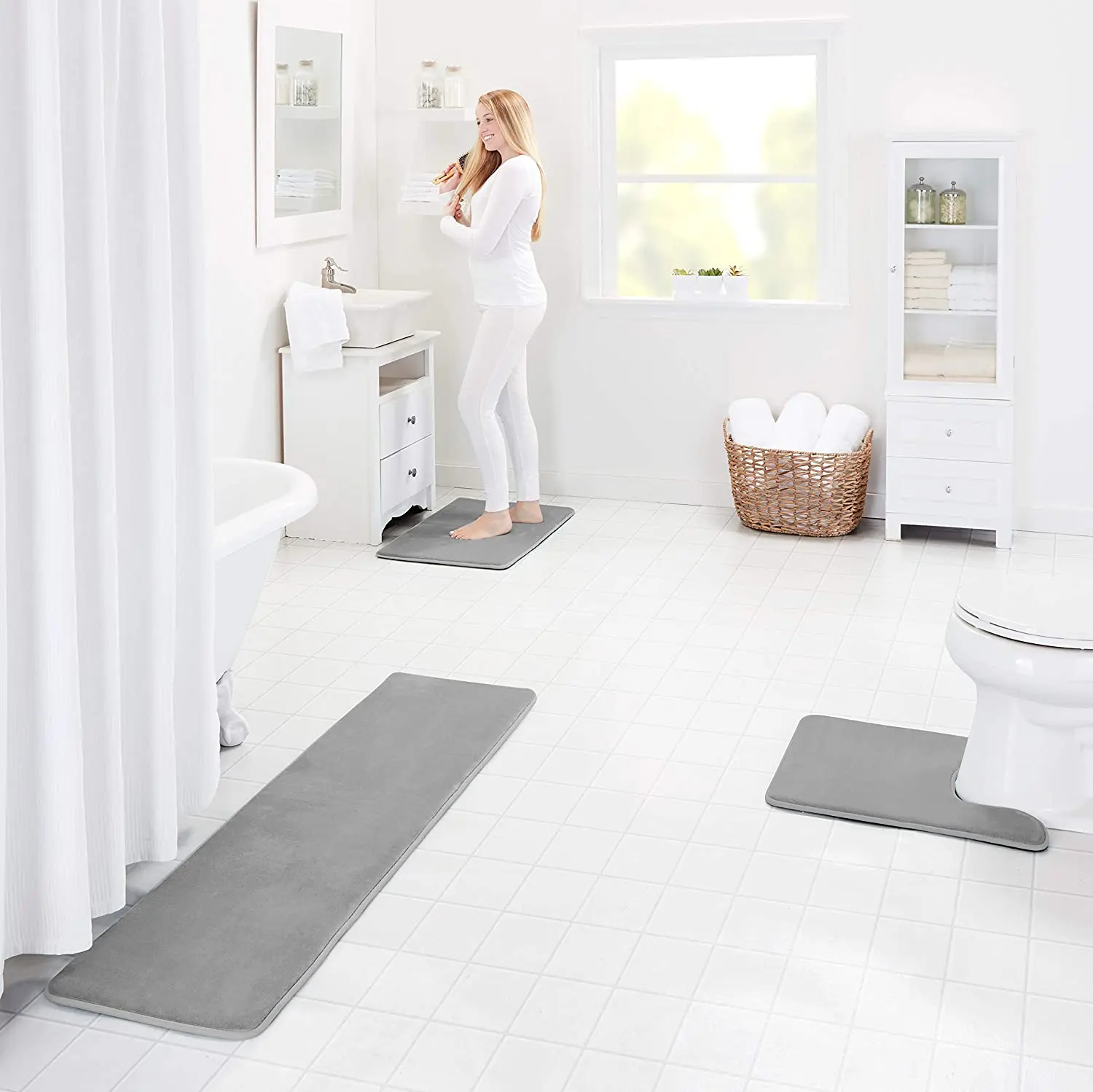 

Custom machine washable memory foam polyester non slip bathroom mat