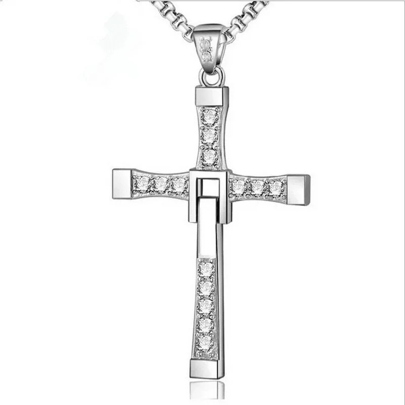 

Fast and the Furious Cross Diamond Foldable Pendant Chunky Cross Necklace For Men