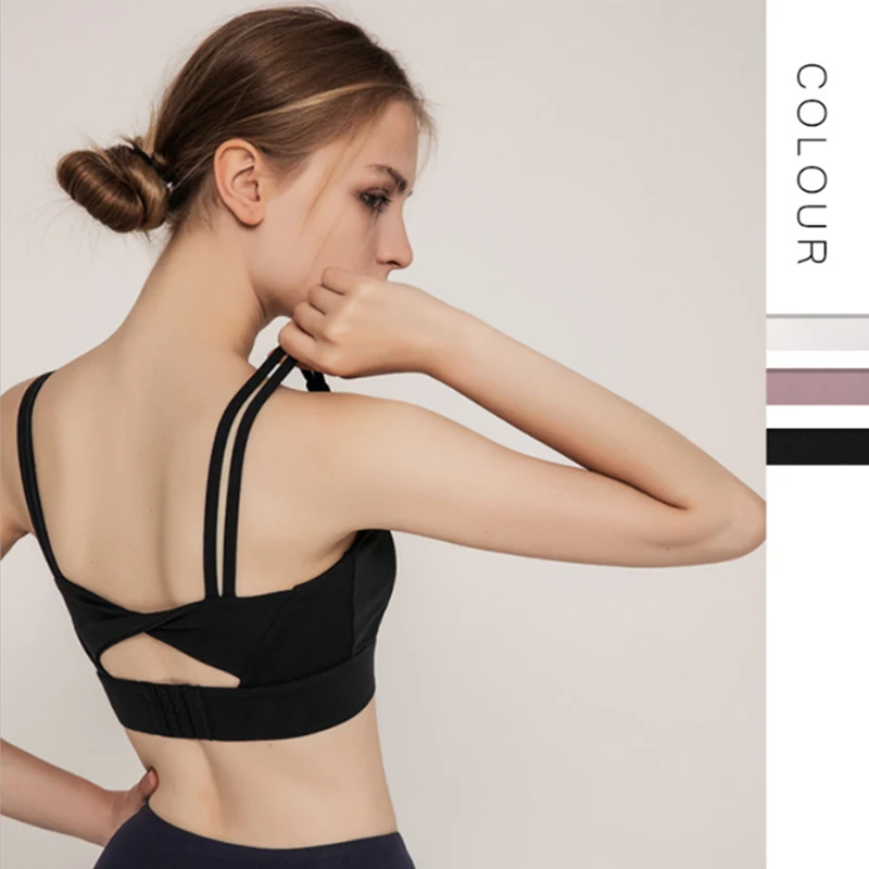 

Hot sexy women u back crop top push up padded yoga bra seamless adjustable cross sports bra, White,black, red,purple,yellow,blue