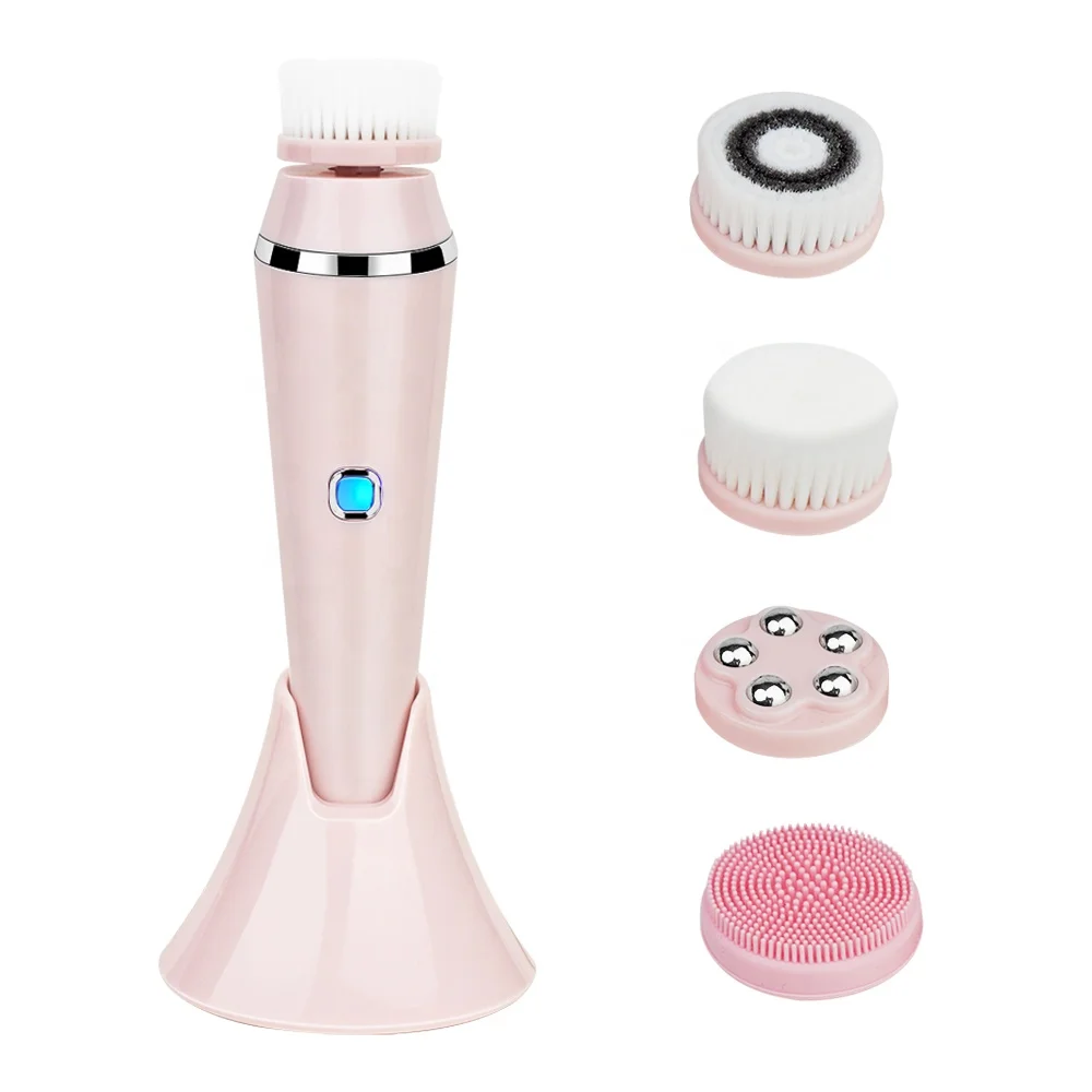 

Home Use 4 in 1 Waterproof USB Electric Facial Cleansing Brush, White/pink/green