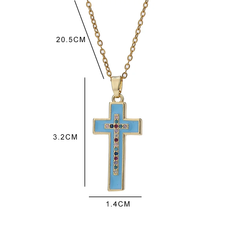 

Women Semitic Enamel Colorful Cross Pendant Necklace Wholesale Stock