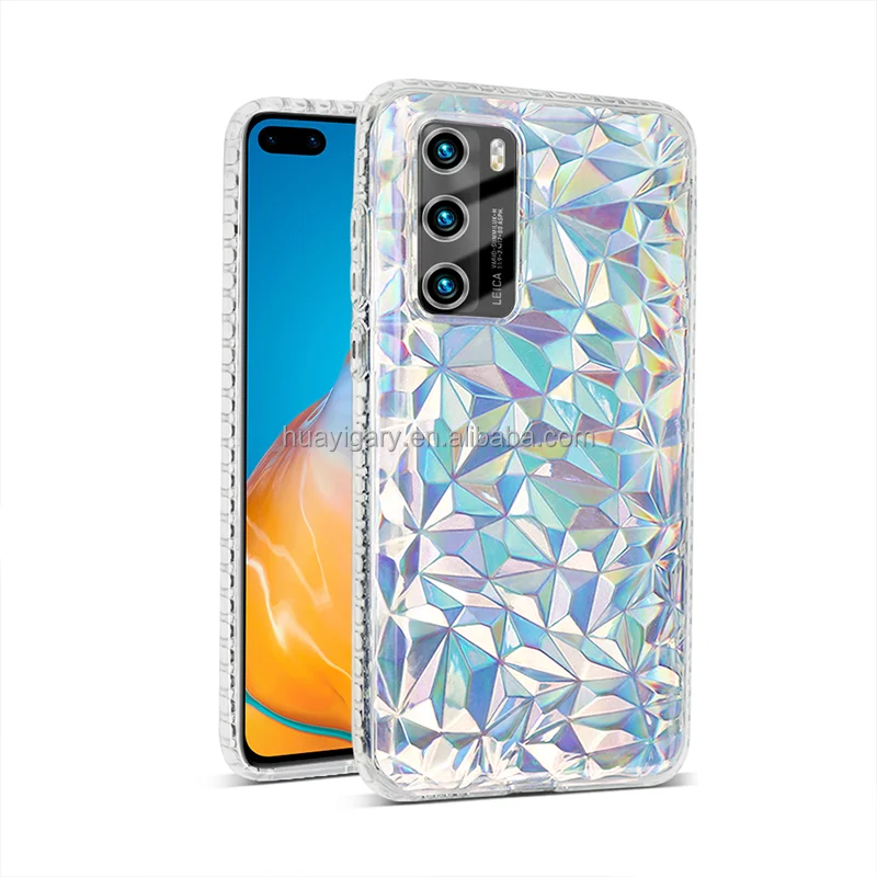 

Compatible For P40 , Slim Stylish Marble Diamond TPU Shockproof Protective Case Cover Multi-Colored