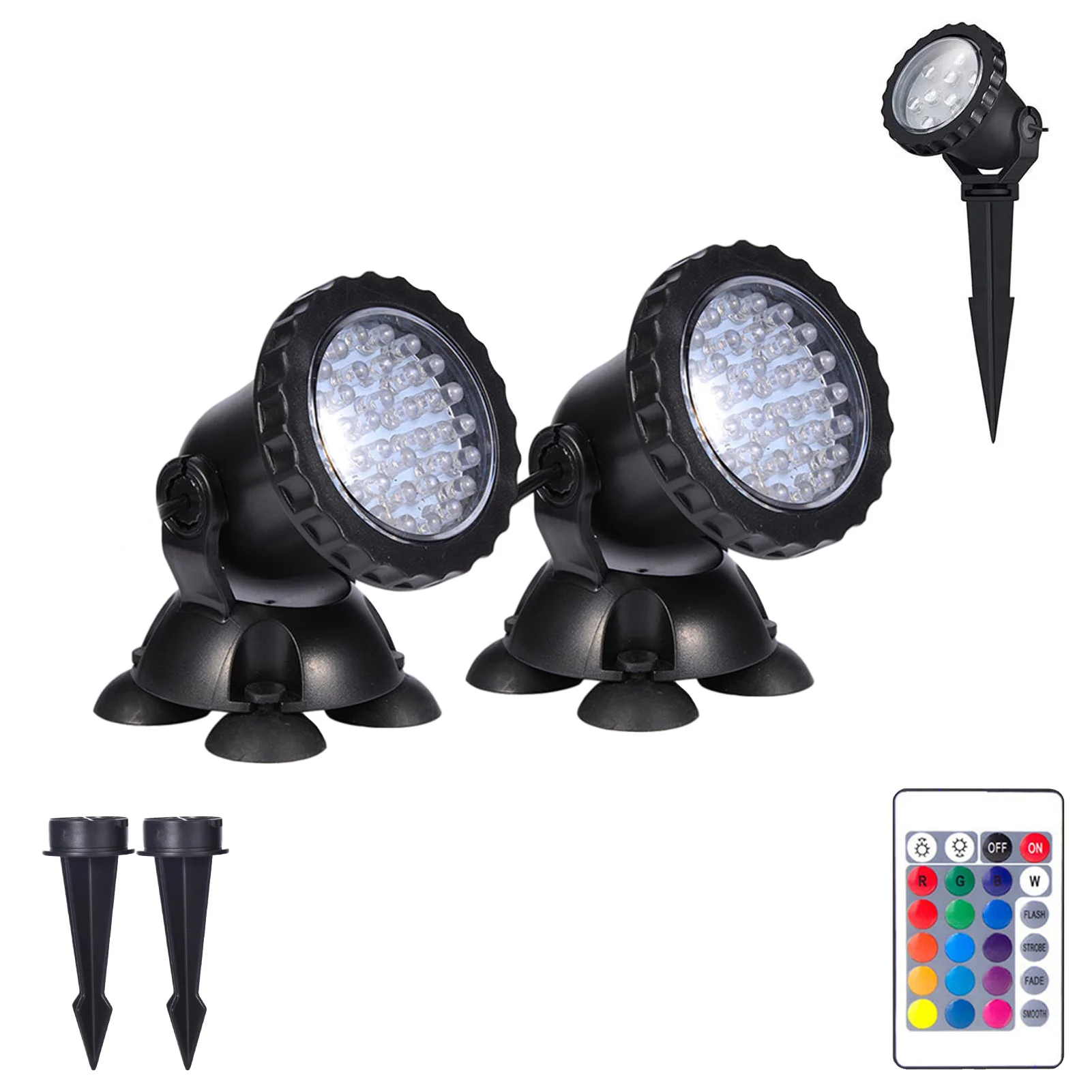 LED Lighting Spot Lamp Pond Light Underwater RGB Landscape Spotlights for Fish Tank Swimming Pool Fountain, Garden Driveway Yard