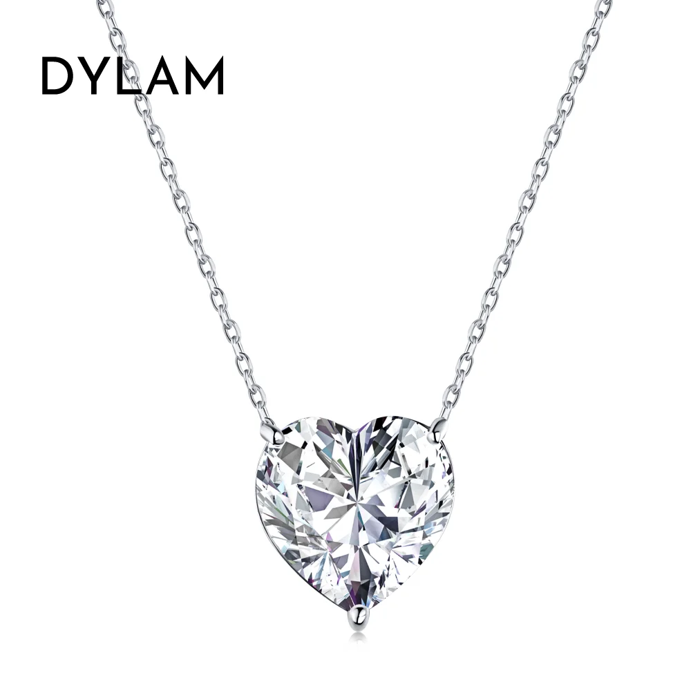 Dylam Custom 18k Gold Plated Love Crystal Heart Inlay 5A Zircon Pendant Necklace For Women Jewelry Diamond