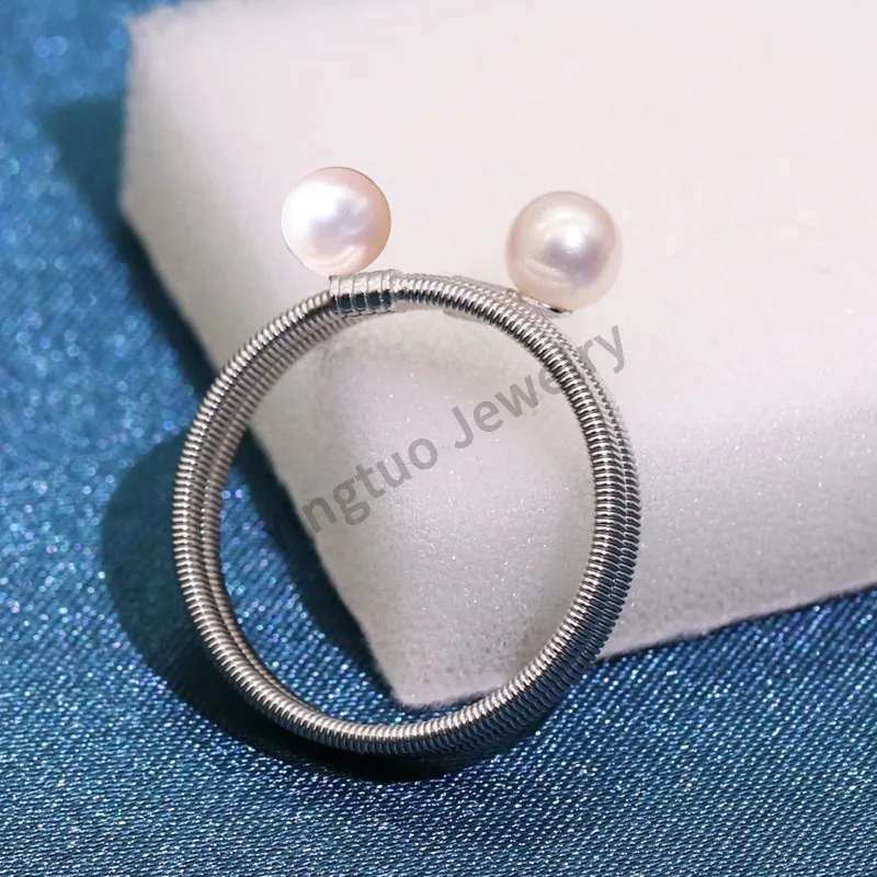 

8-9mm Round 925 Silver Original Pearl Ring Jewelry Freshwater Pearl Ring Design