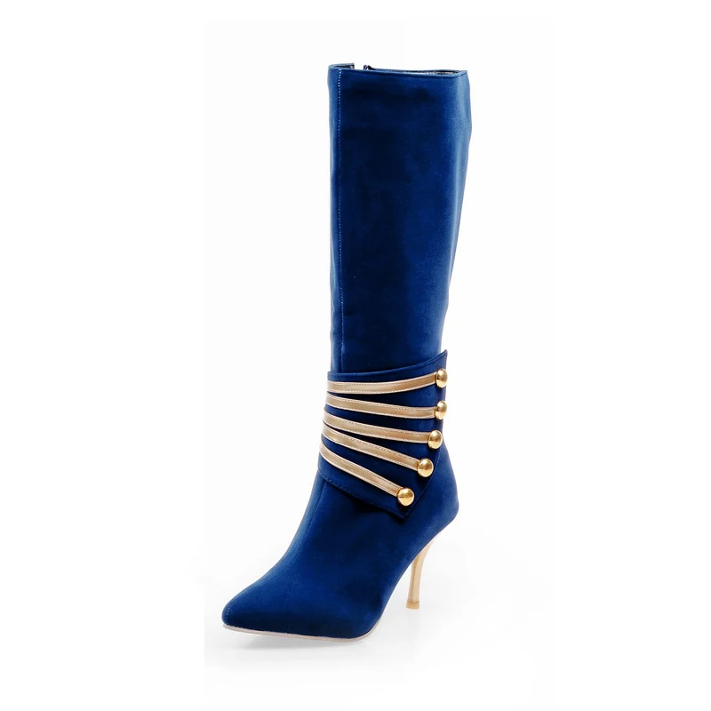 

Winter's new pointed head Stiletto heels Zip Color matching women's booties