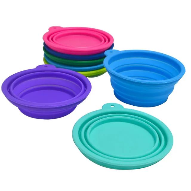 

Hot Sale Silicone Small Water Folding Portable Travel Collapsible Food Pet Dog Bowl, Any pantone color is available