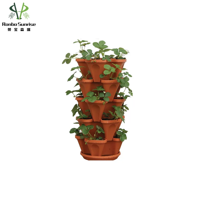 

Ronbo Sunrise Wholesale Hot Sell Colorful Outdoor Tower Garden Self Watering Plastic Plant Pot, As picture or customized