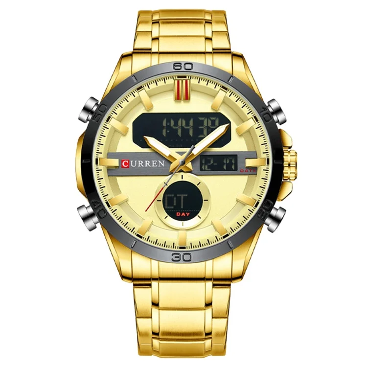 

Wholesale curren 8384 band custom logo digital man quartz watch waterproof led gold 3atm sports army analog wrist watch for men
