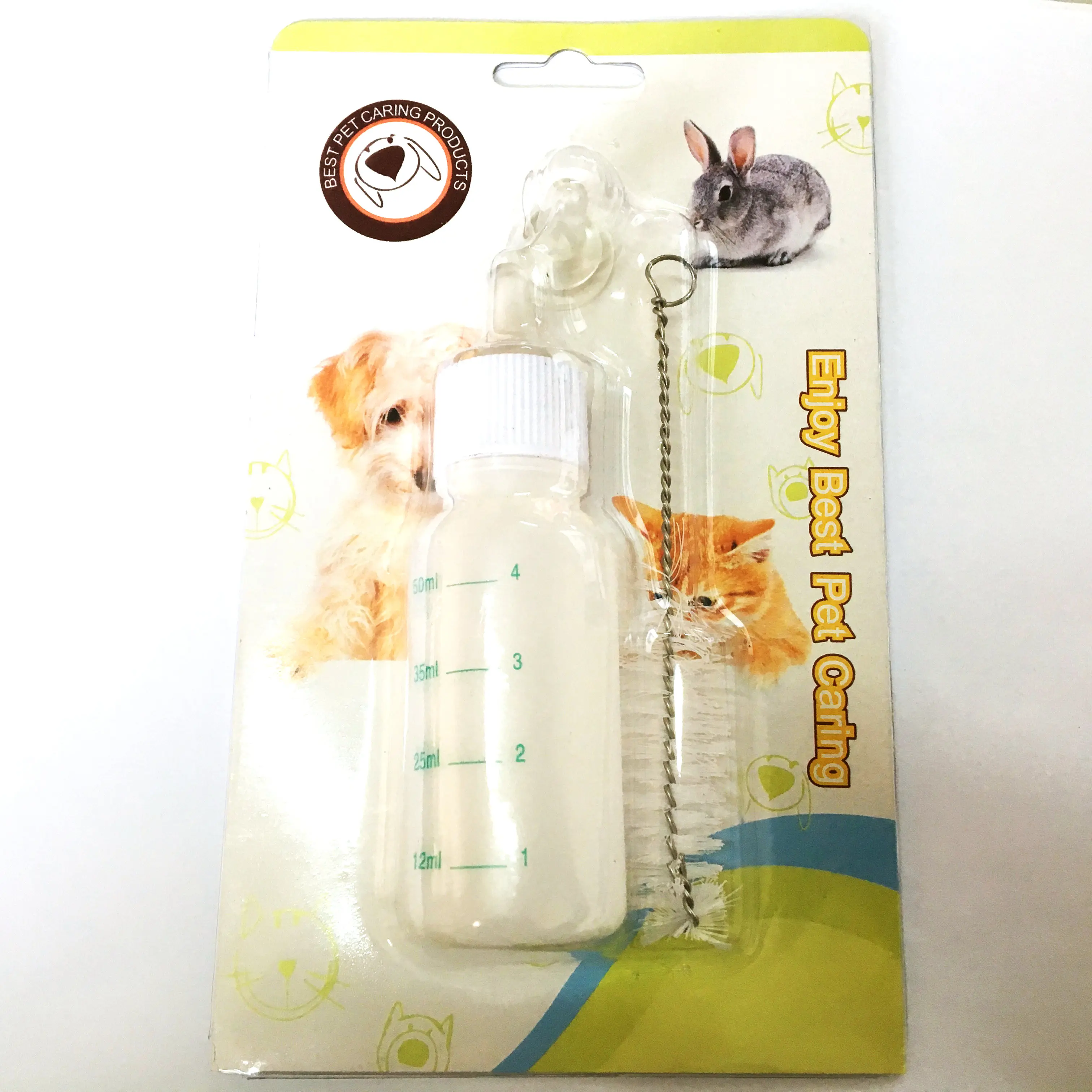 

Baby Pet Dog Cat Animal Puppy Milk Water Nursing Bottle Waterer Feeder Kit With Extra Nipples and Brush, White