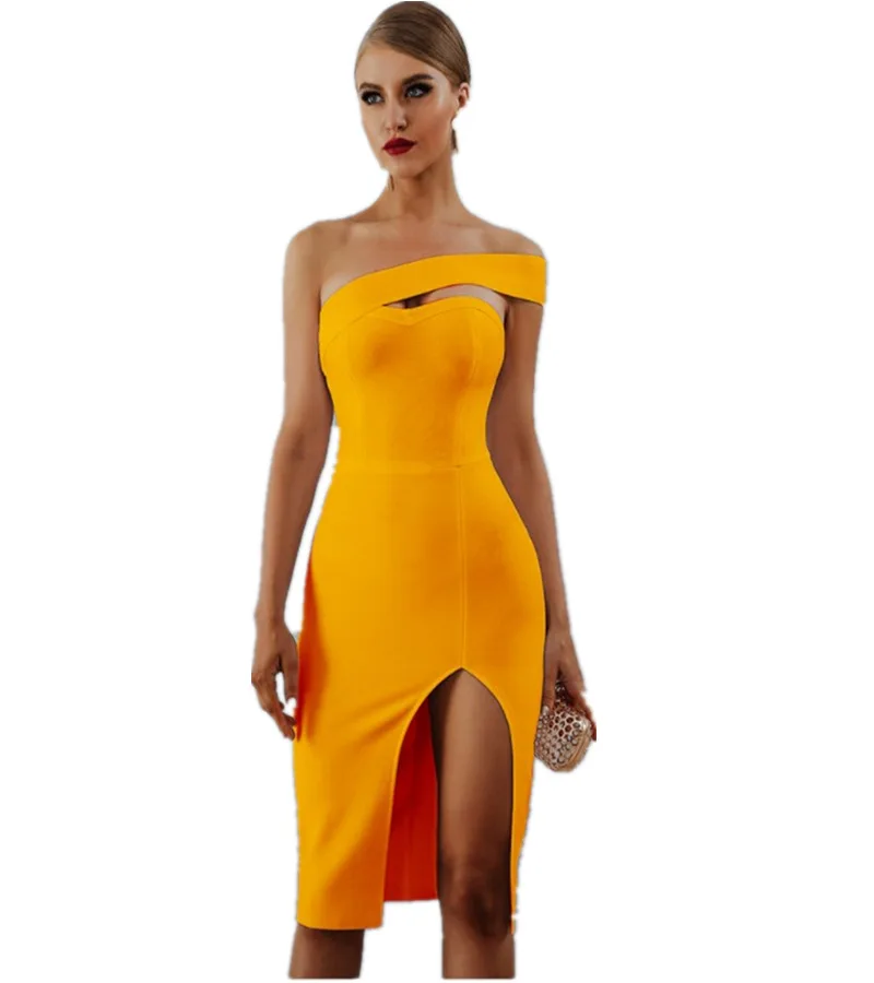 

BB-008 Sexy Strapless Split Tube Top Dress Slim Dress Dress, 2 colors