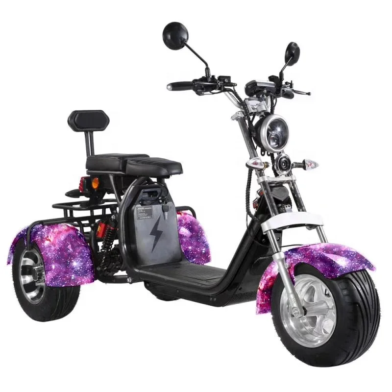 EU Warehouse 2020 EEC COC Registered Electric Motorcycle 3 Wheel 2000w Fat Tire Delivery Citycoco Scooters Tax Free, Black