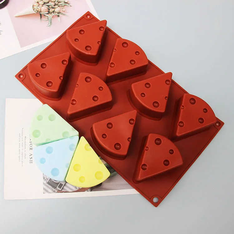 

Y3062 wholesale 6cavity cheese shaped silicone cake soap mold, Red