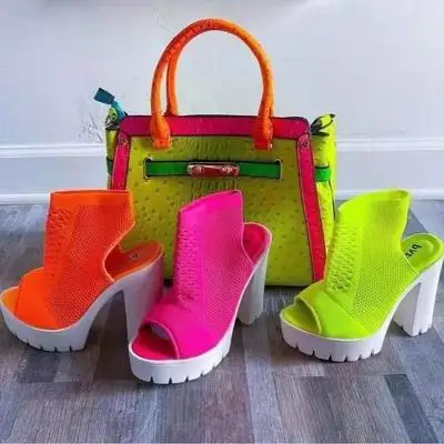 

Hot Selling New Designer Summer Women High Heels Peep-toe Solid Color Thick-soled High Heel Shoes for Ladies