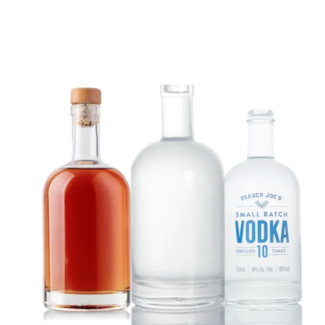 

Wholesale 750ml 700ml 500ml Empty Glass Bottles with Stopper Screw Cap Cork for Gin Vodka Whiskey bottles