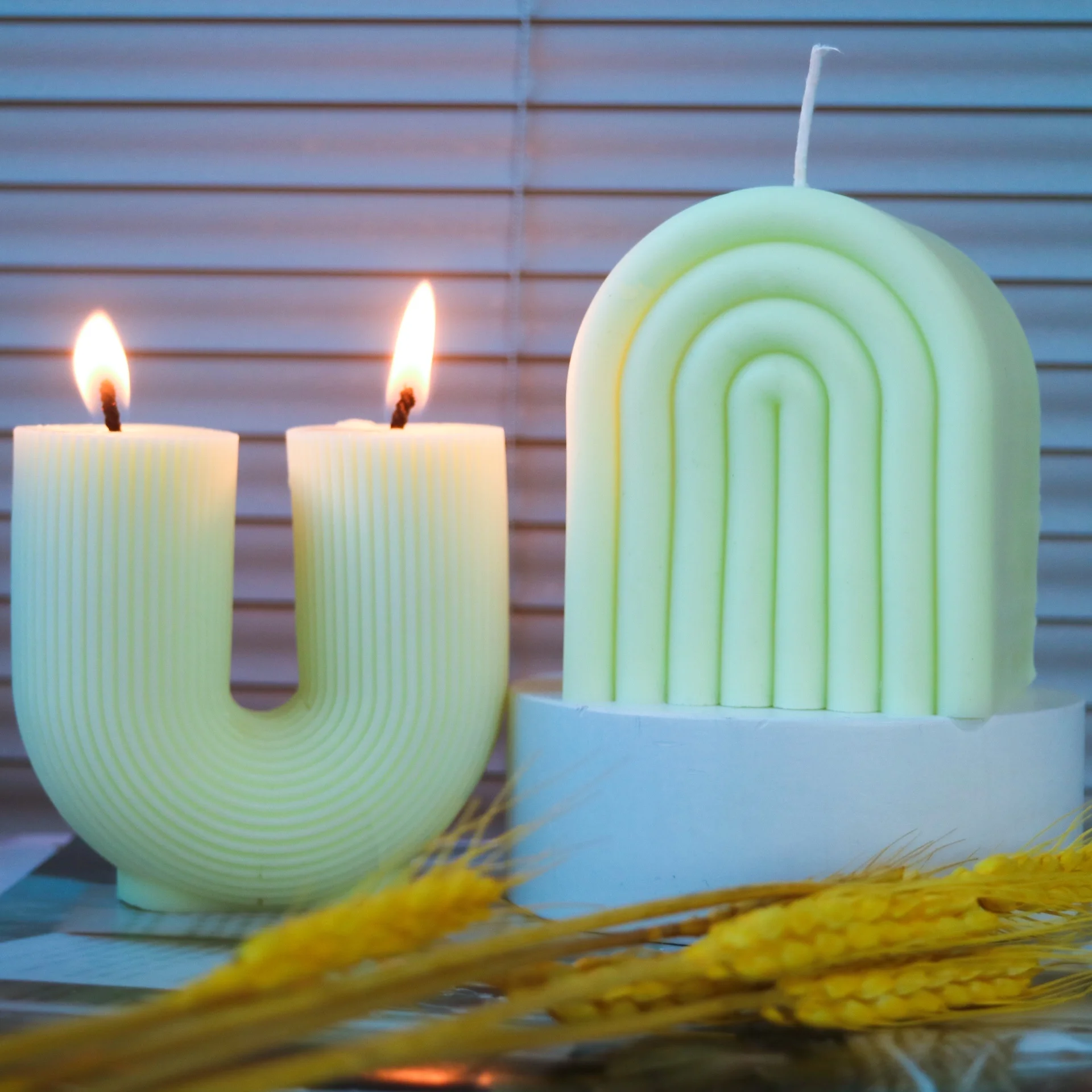 

LOVE'N OEM LV0129C handmade rain-bow candle mould Geometric Arch N shaped Aromatherapy Candle Silicone Mold Candle mold, White