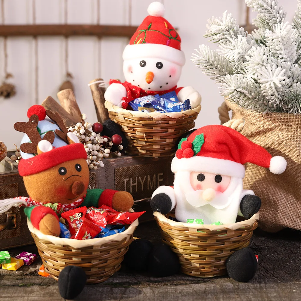 Pack of 3 Santa Claus Storage Basket Gift Decoration Basket Santa/Snowman/Elk Home Decor Storage GangZhENgSd Christmas Candy Storage Basket 