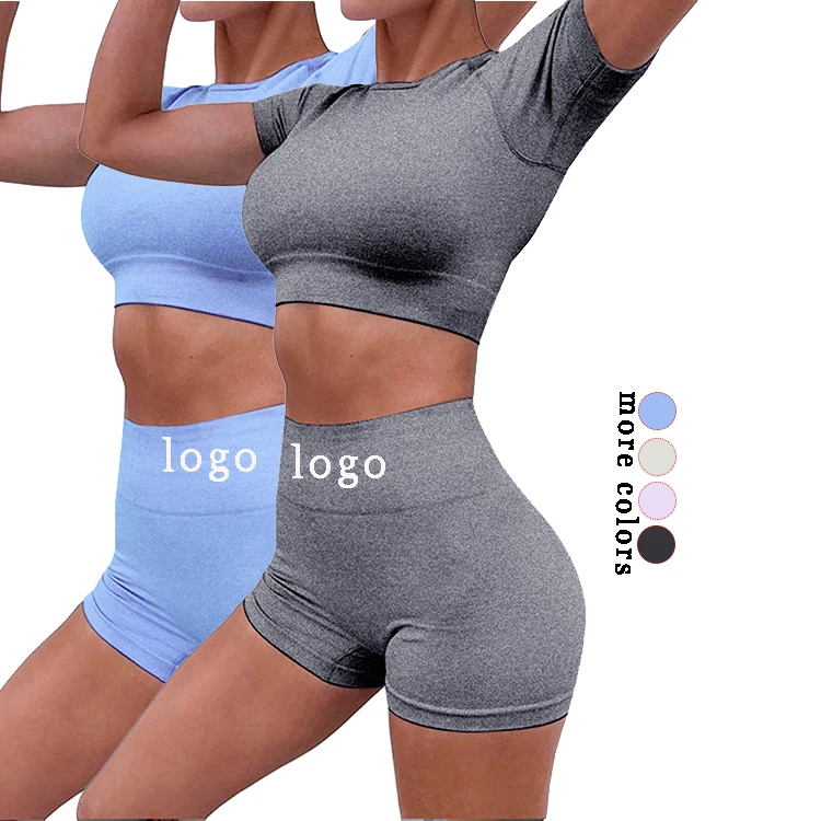 

Latest Design High Waist Butt Lift Leggings Two Piece Short Yoga Set Women Clothing