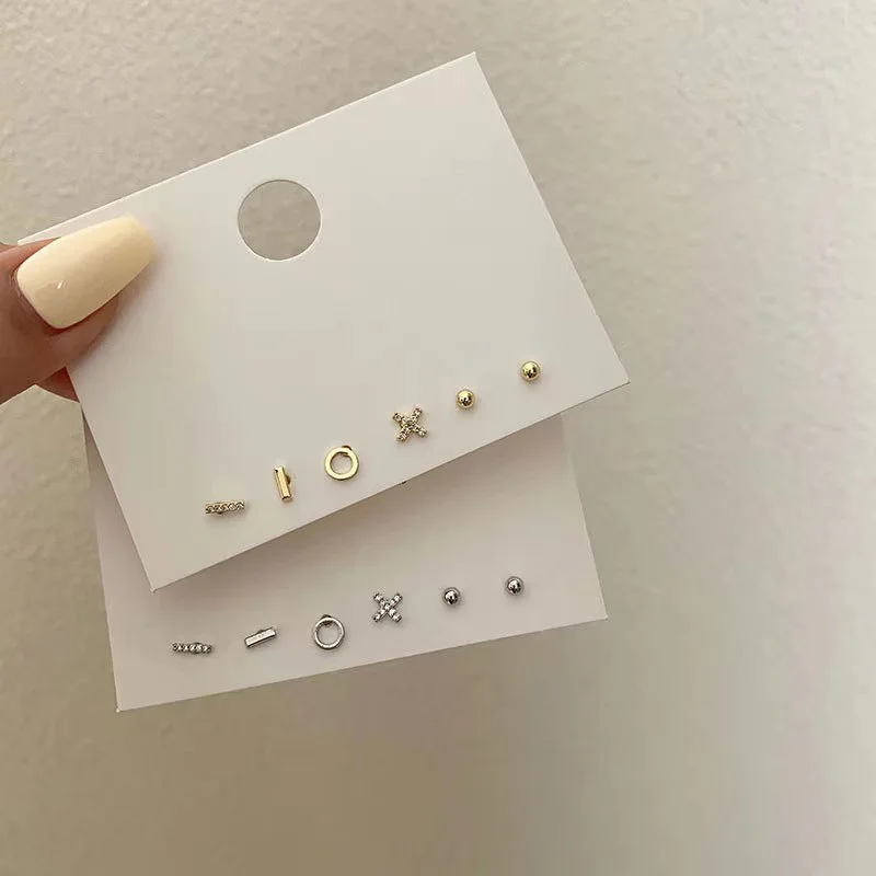 

6pcs/set crystal stud small earrings set