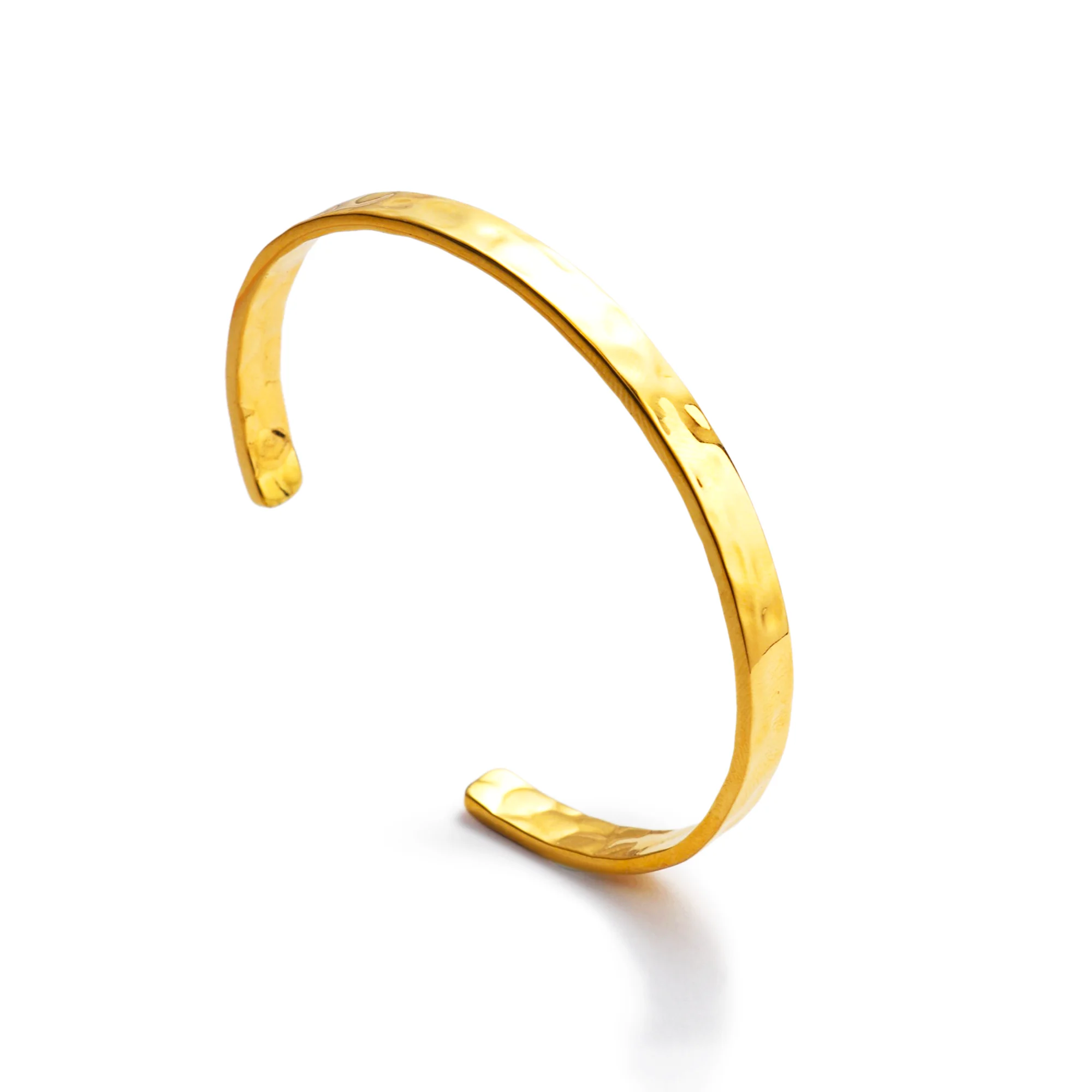 Chris April minimalist 316L stainless steel PVD gold plated trendy bumpy texture organic open cuff bracelets