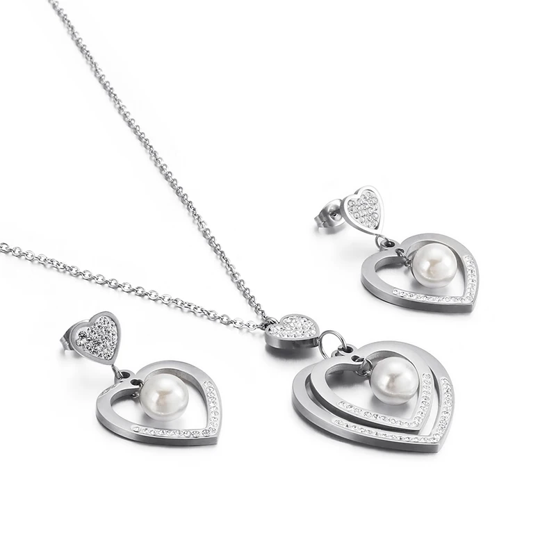 

2020 Factory Promotion Love Stainless Steel Ladies Necklace With Pearls, Gold