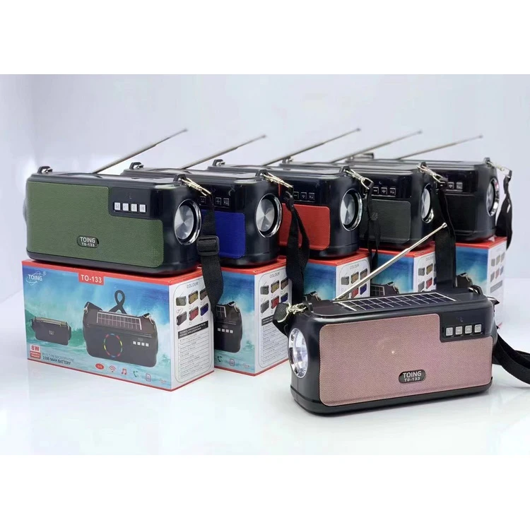 

TO-133 New Arrival BT Solar energy Speaker Small Subwoofer Speaker With Flashlight, Black/red/blue/gray/gold/green