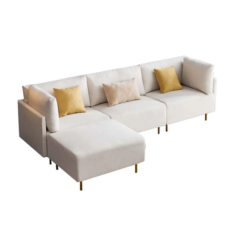 

Comfortable Beige L-shape Sectional Sofa Living Room Fabric Down Sofas, Optional