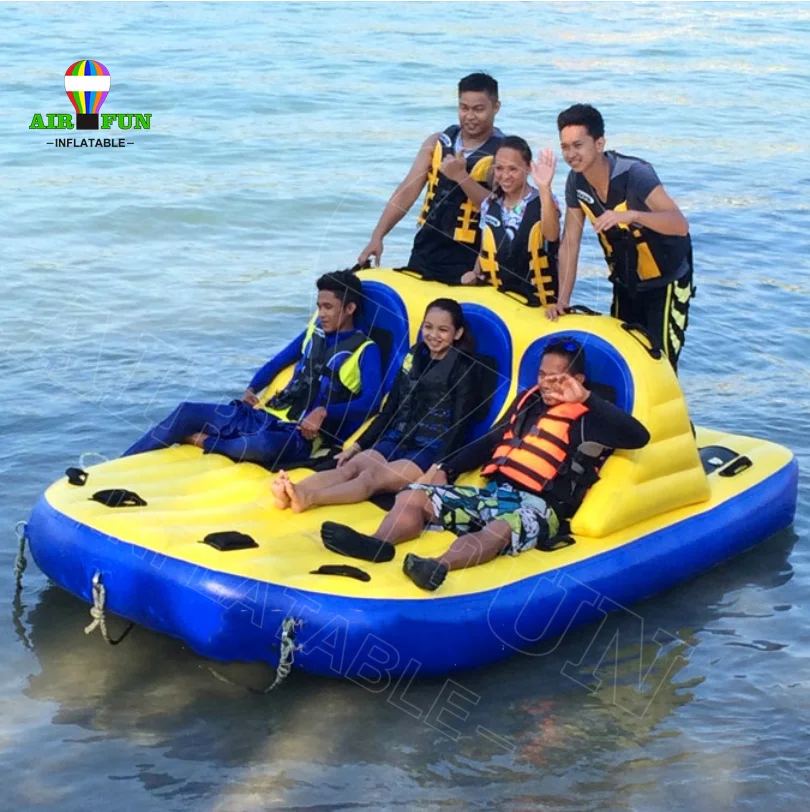 Airfun Inflatable Towable Bandwagon Boat Water Sport Toy for 4-6 Persons